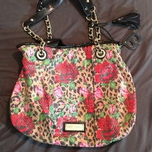 Betsey Johnson animal print sequin purse EUC